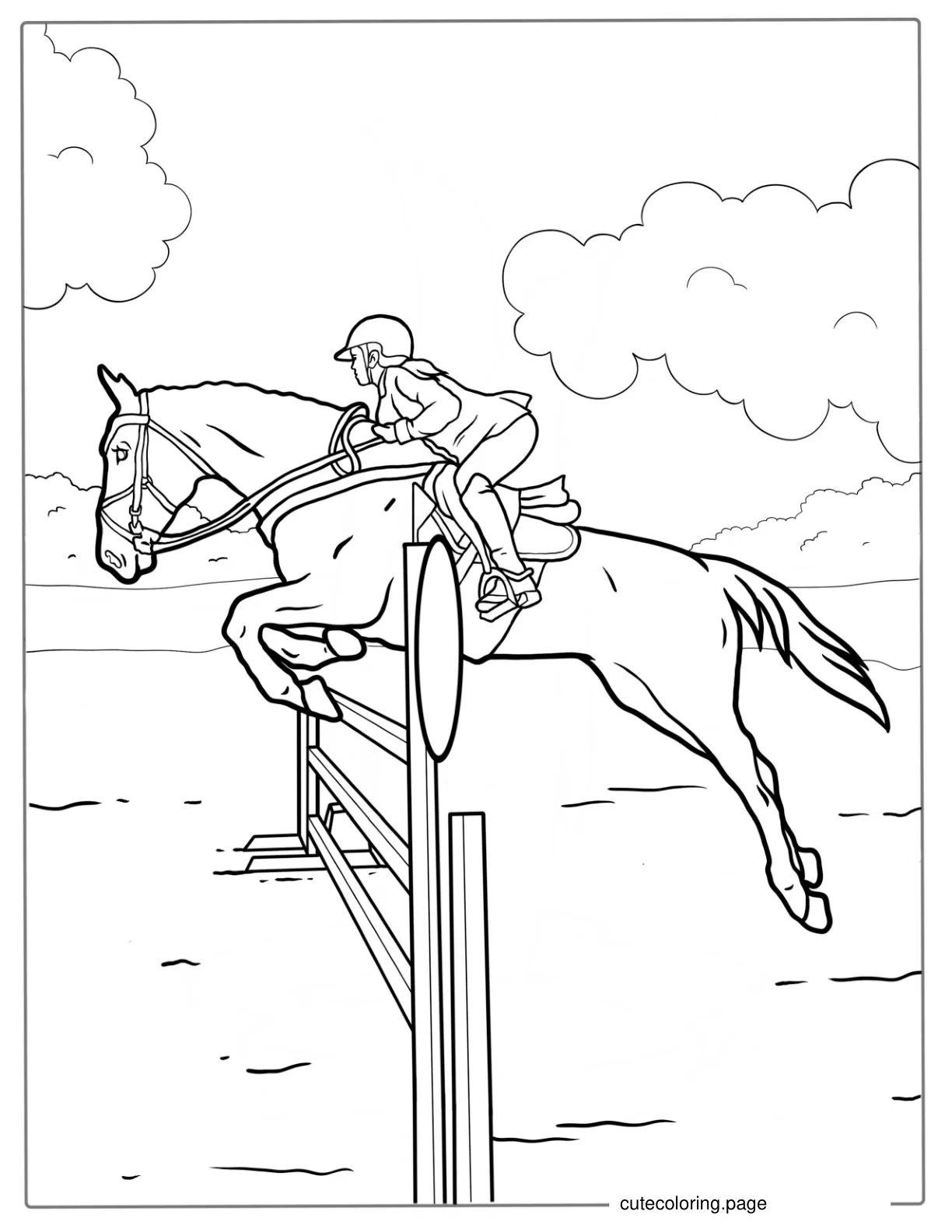 Horse Jumping Coloring Sheet coloring page