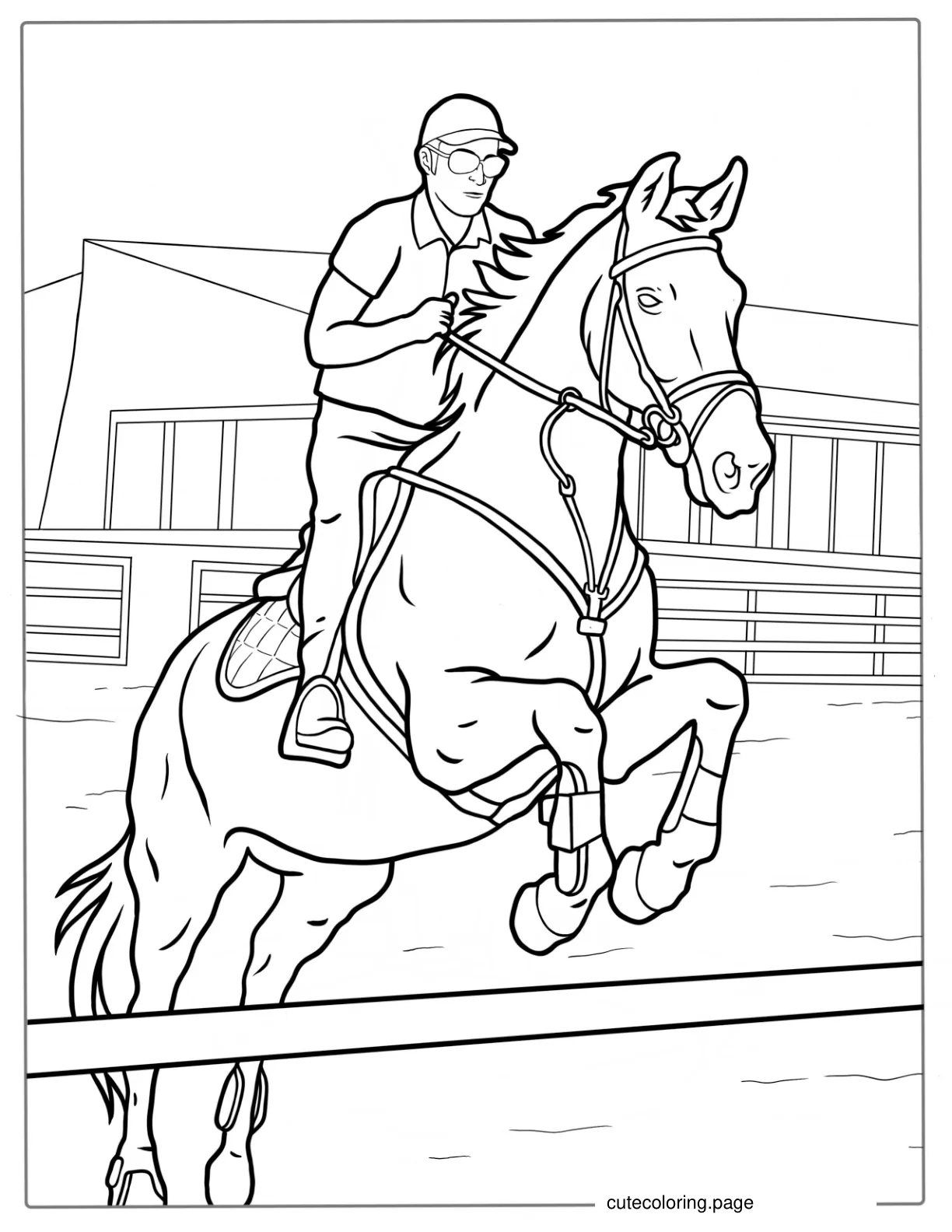 Horse Show Jumping Coloring Sheet coloring page