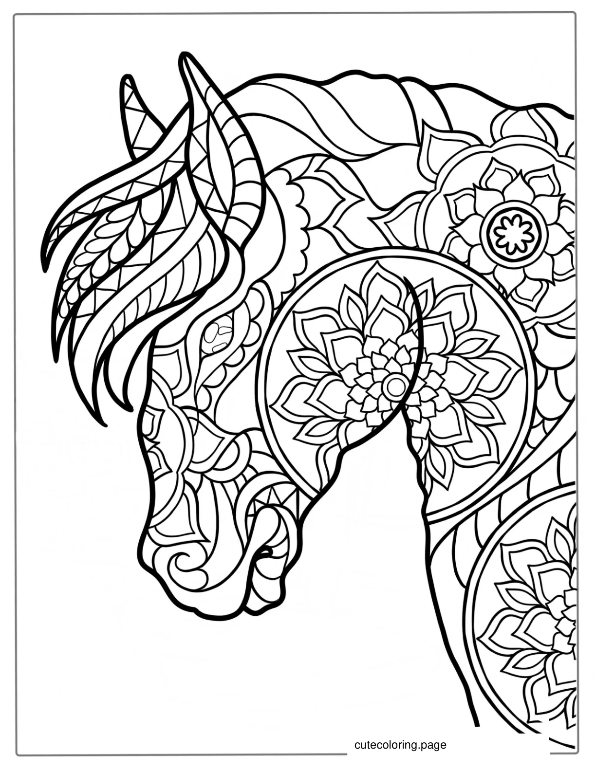 Mandala Horse Coloring For Adults coloring page