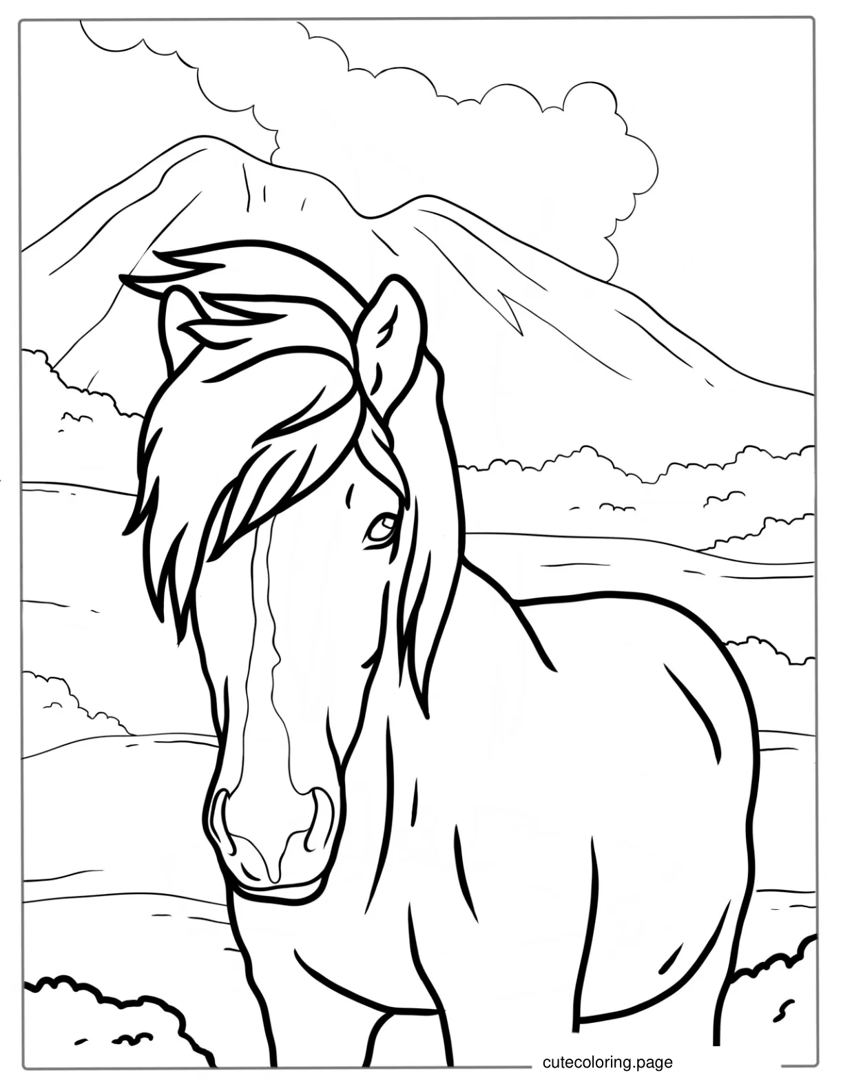 Miniature Horse Standing In Field coloring page