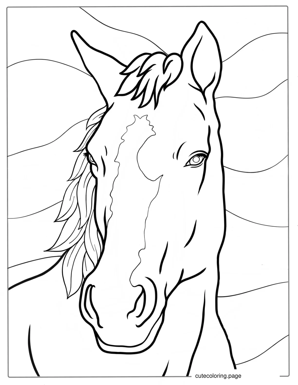 Simple Outline Of Horse Face coloring page