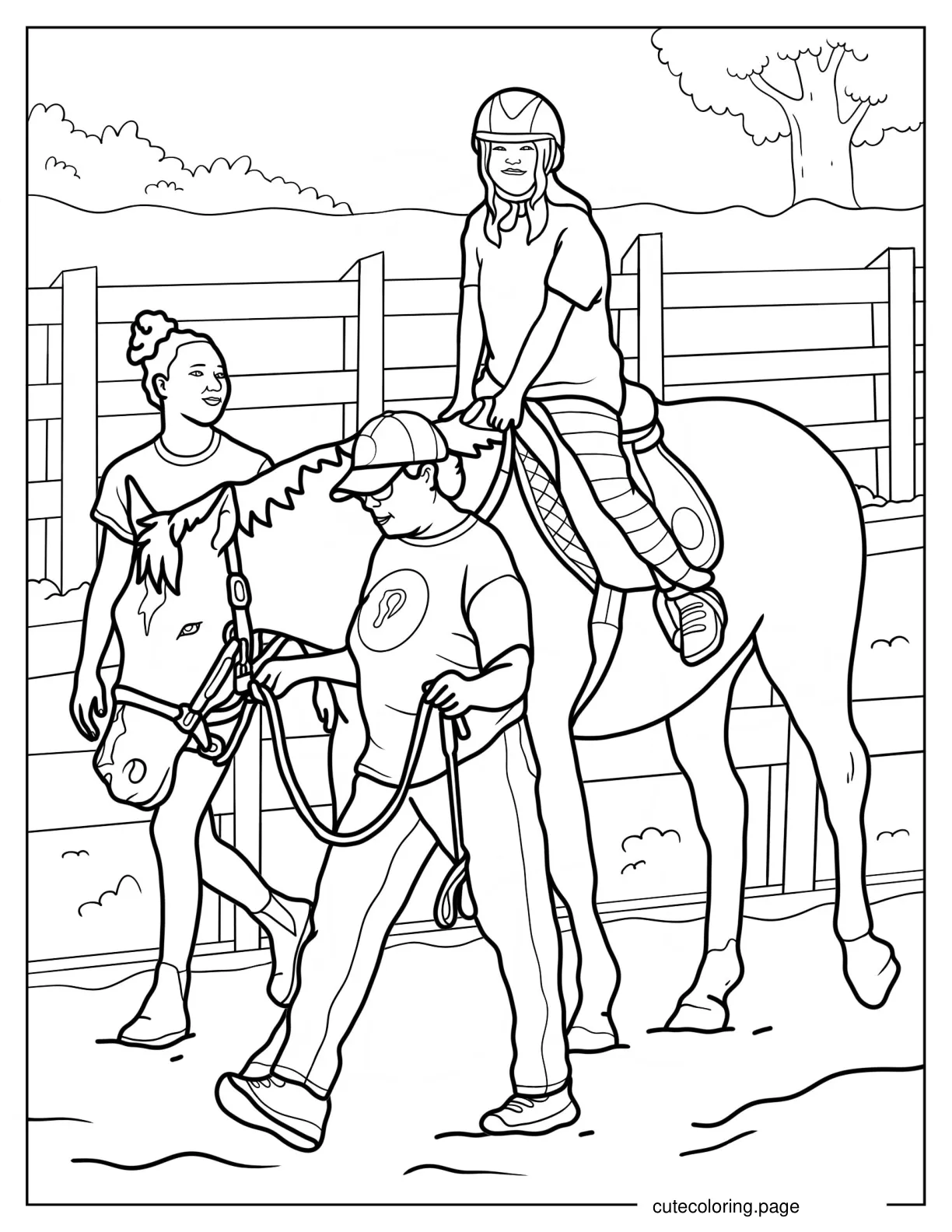 Therapeutic Horse Riding Coloring Page coloring page