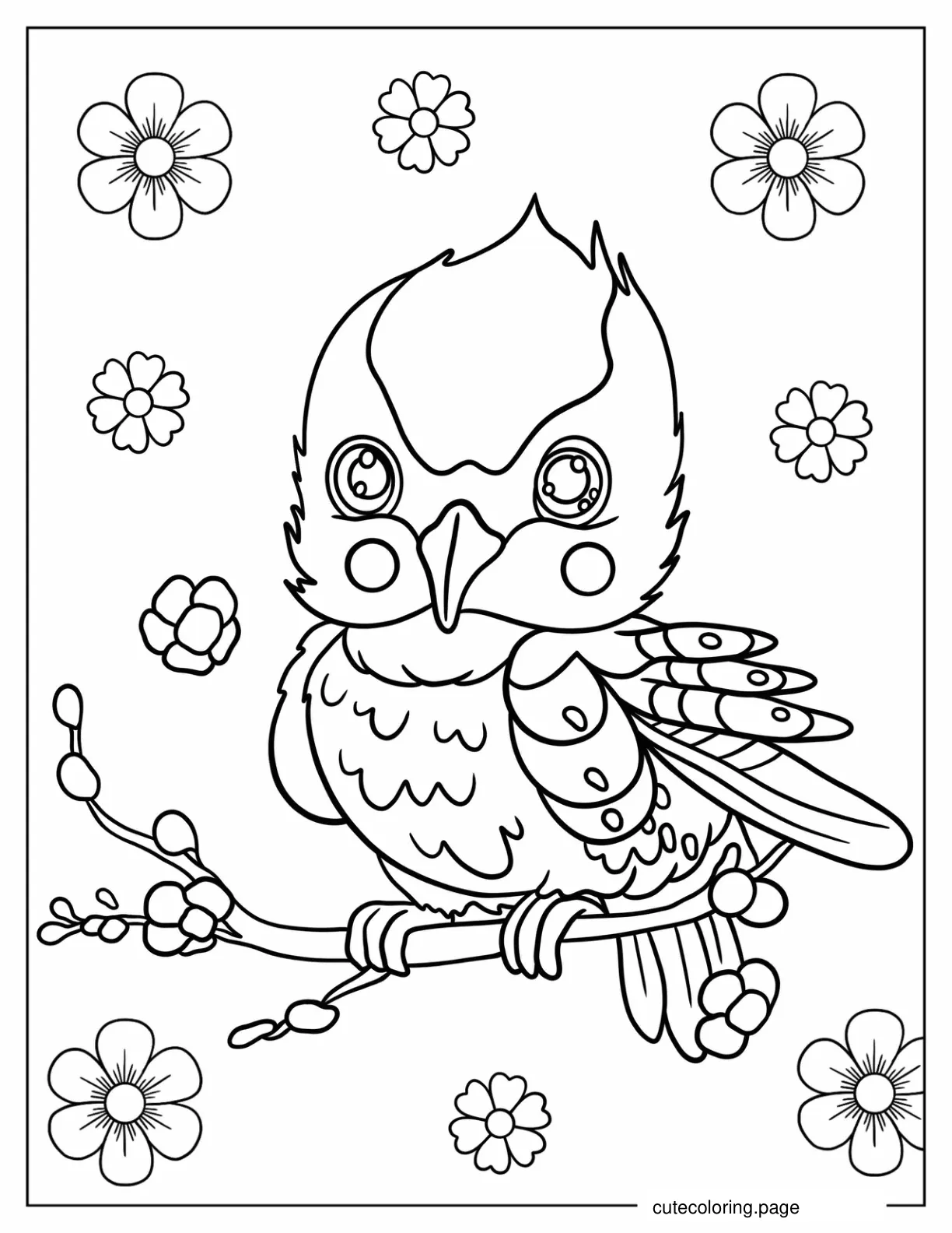 Cute Kawaii Baby Hummingbird coloring page