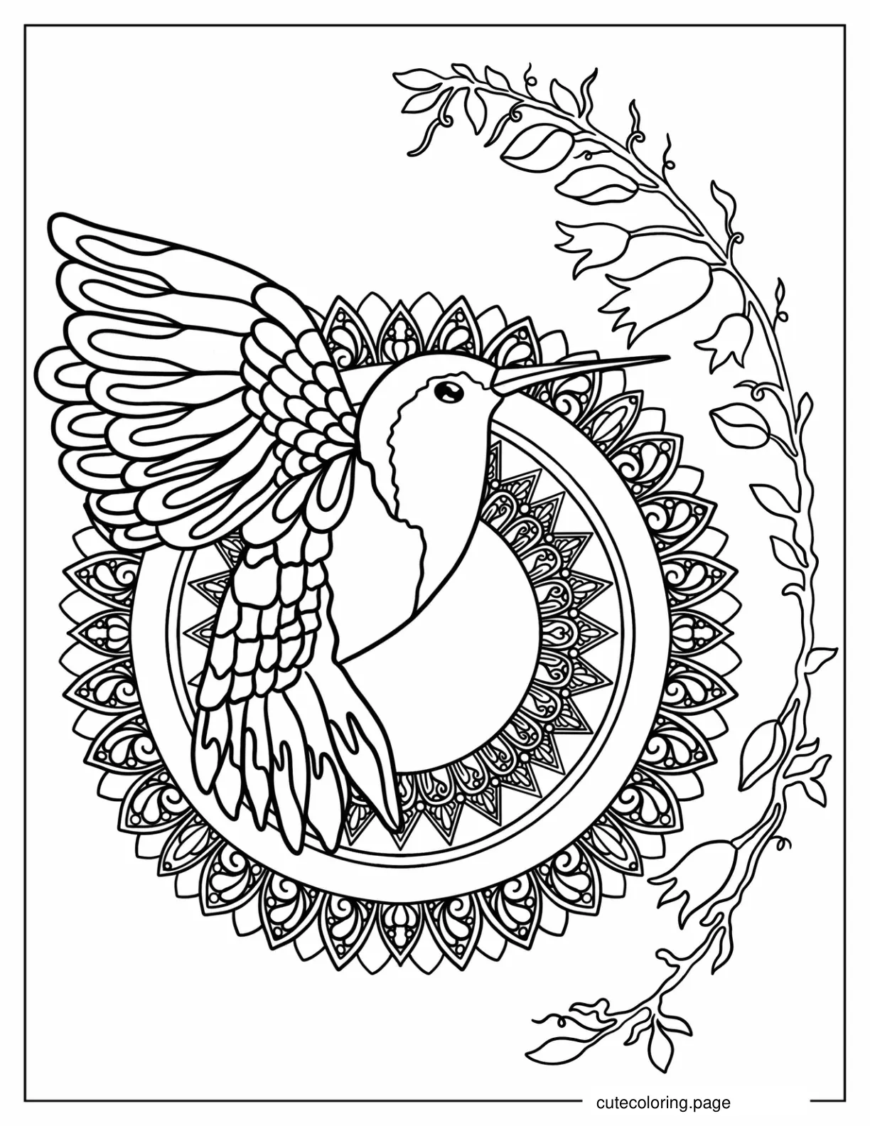 Easy Hummingbird Mandala Coloring In coloring page