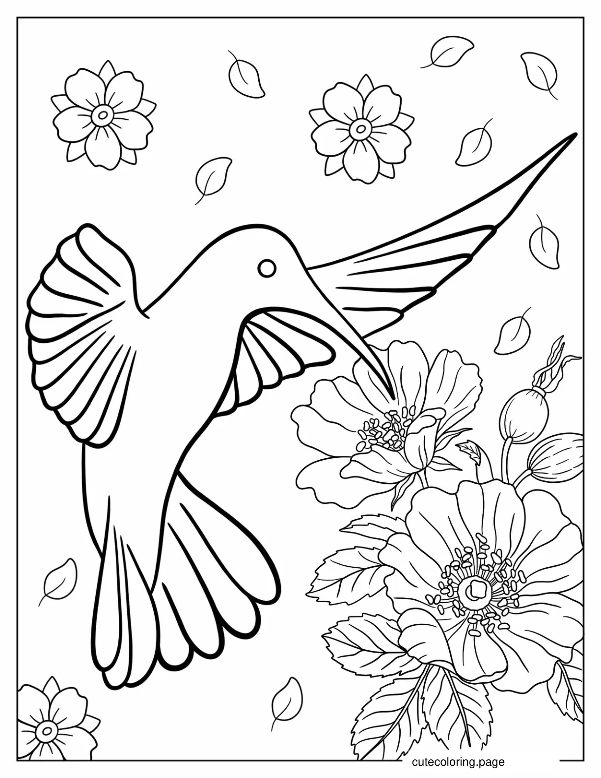 Simple Outline Of Hummingbird For Kids coloring page