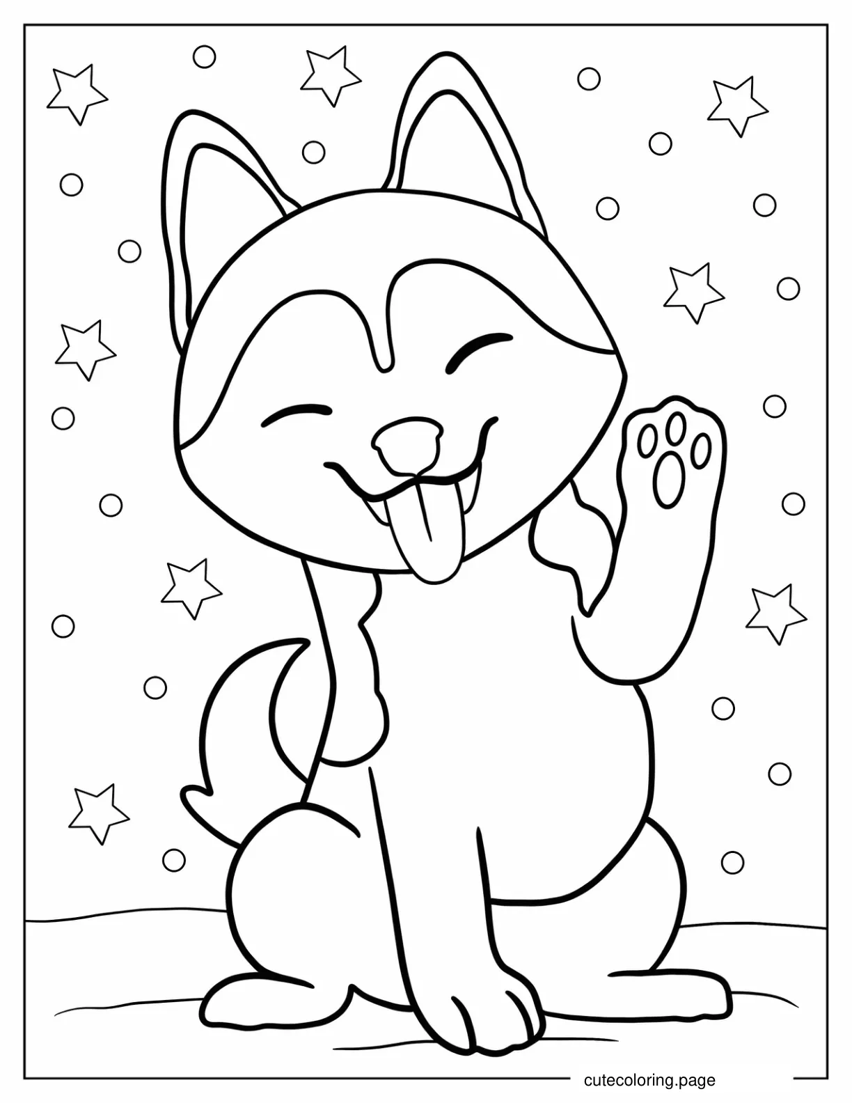 Adorable Husky With Tongue Poking Out coloring page