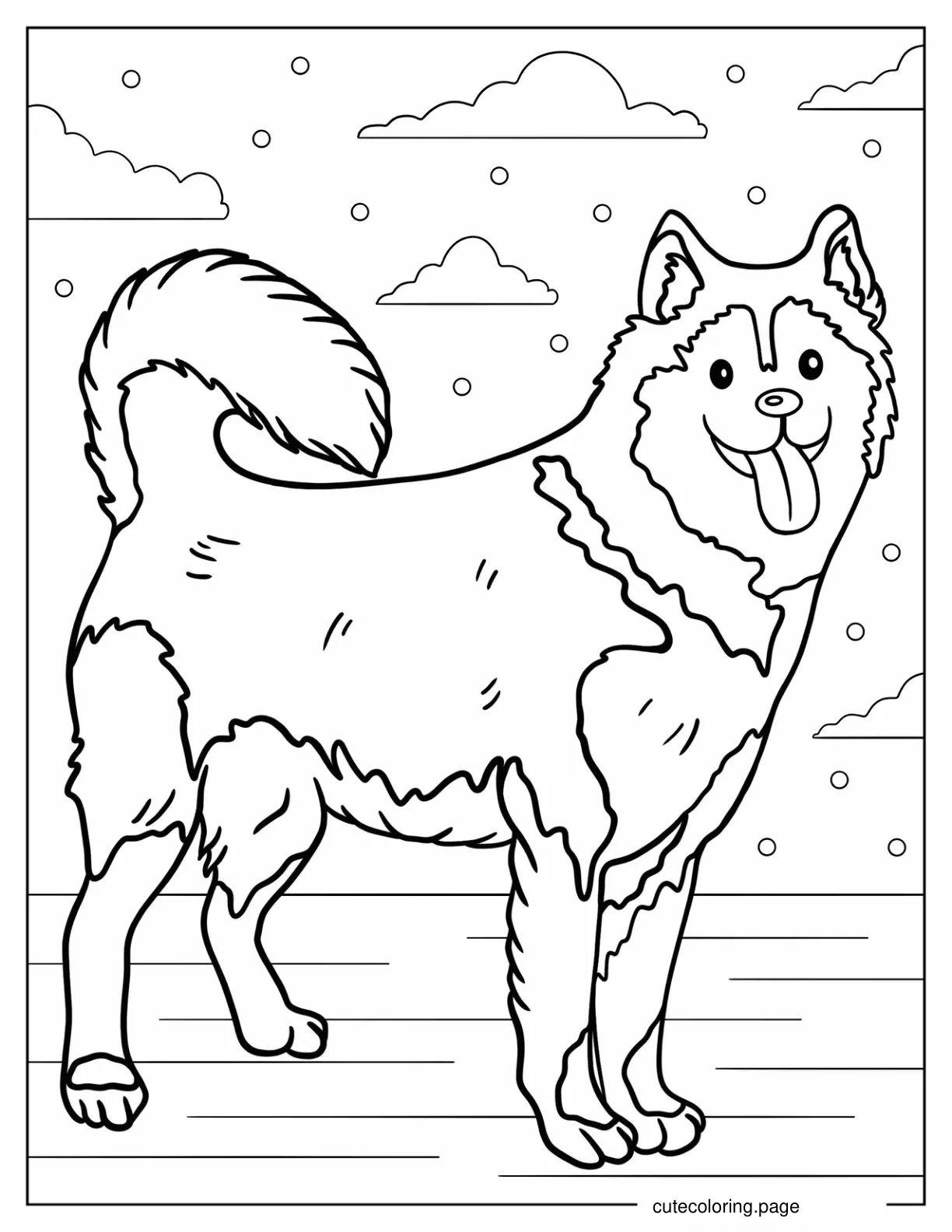 Cartoon Siberian Husky To Color coloring page