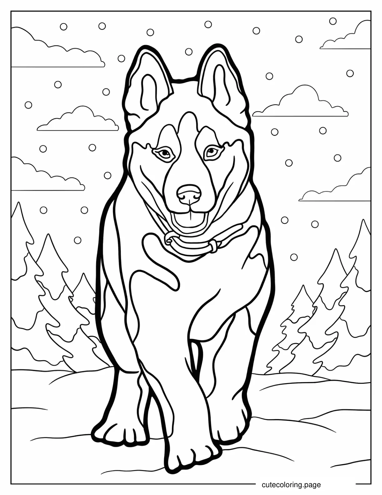 Cute Husky Puppy To Color coloring page