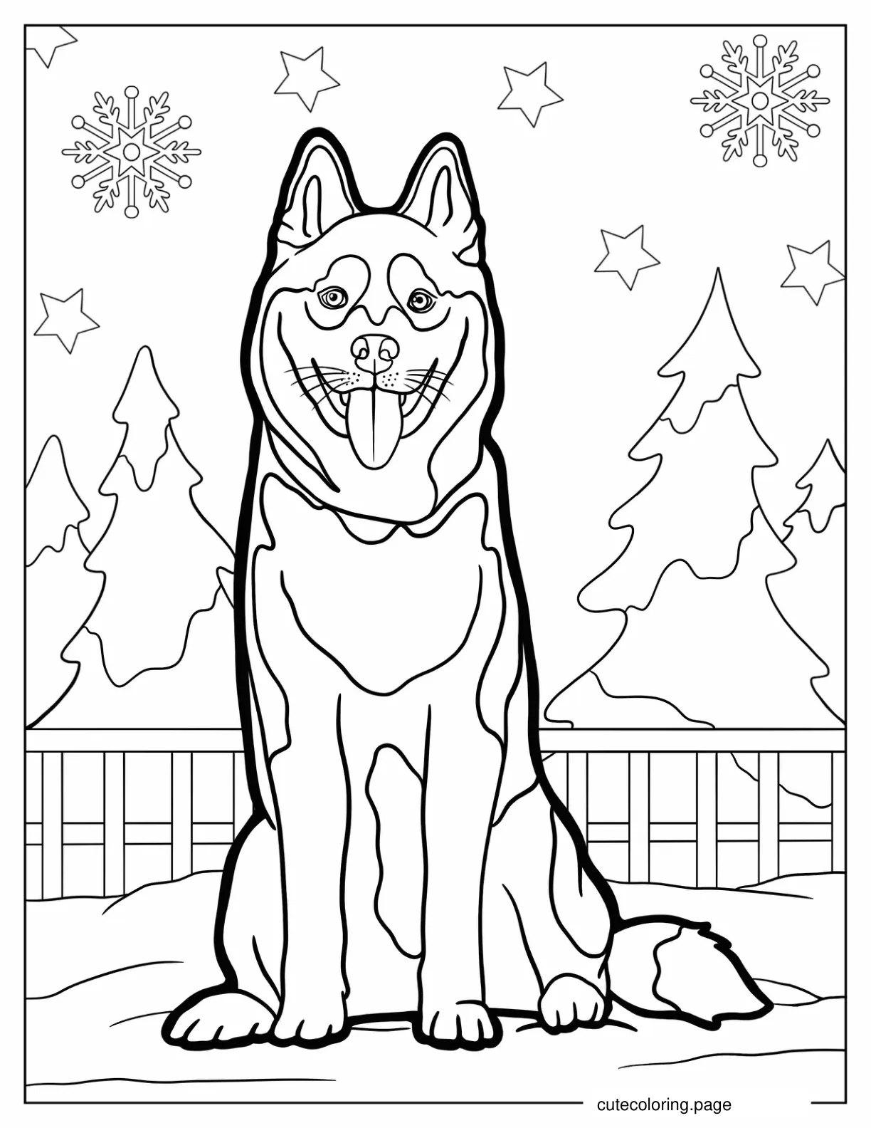 Detailed Husky Dog To Color coloring page