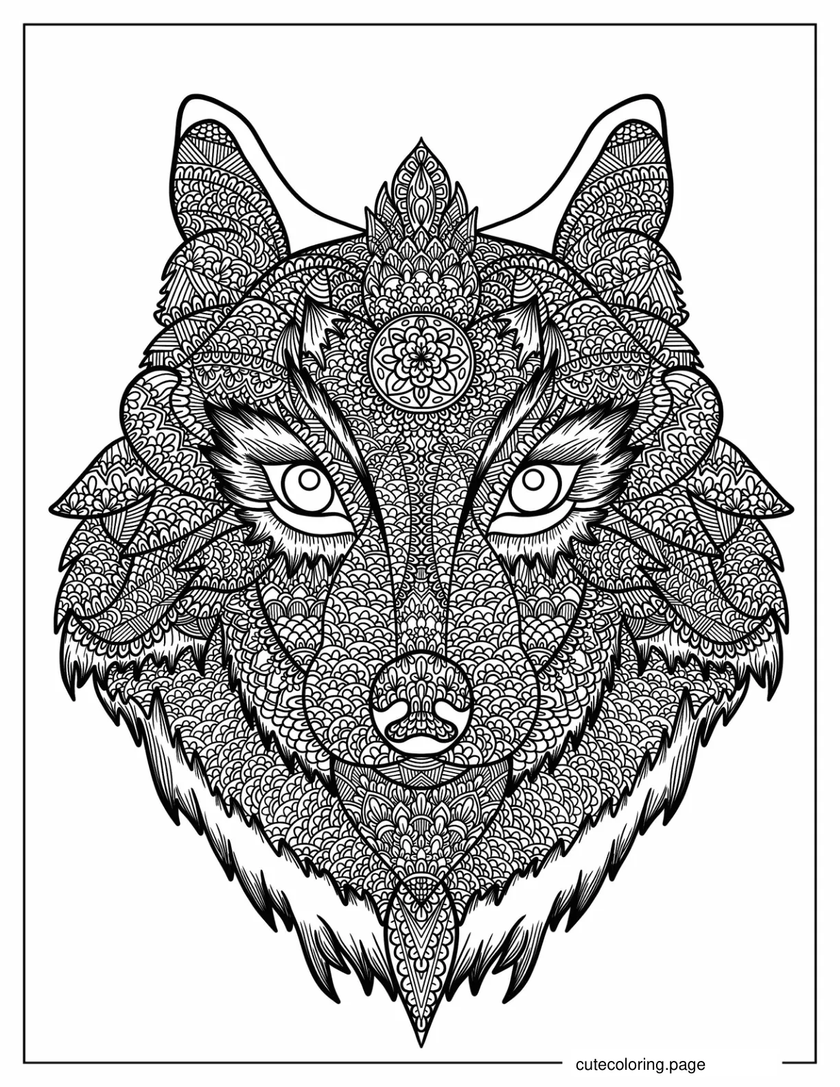 Detailed Husky Mandala Coloring Page For Adults coloring page