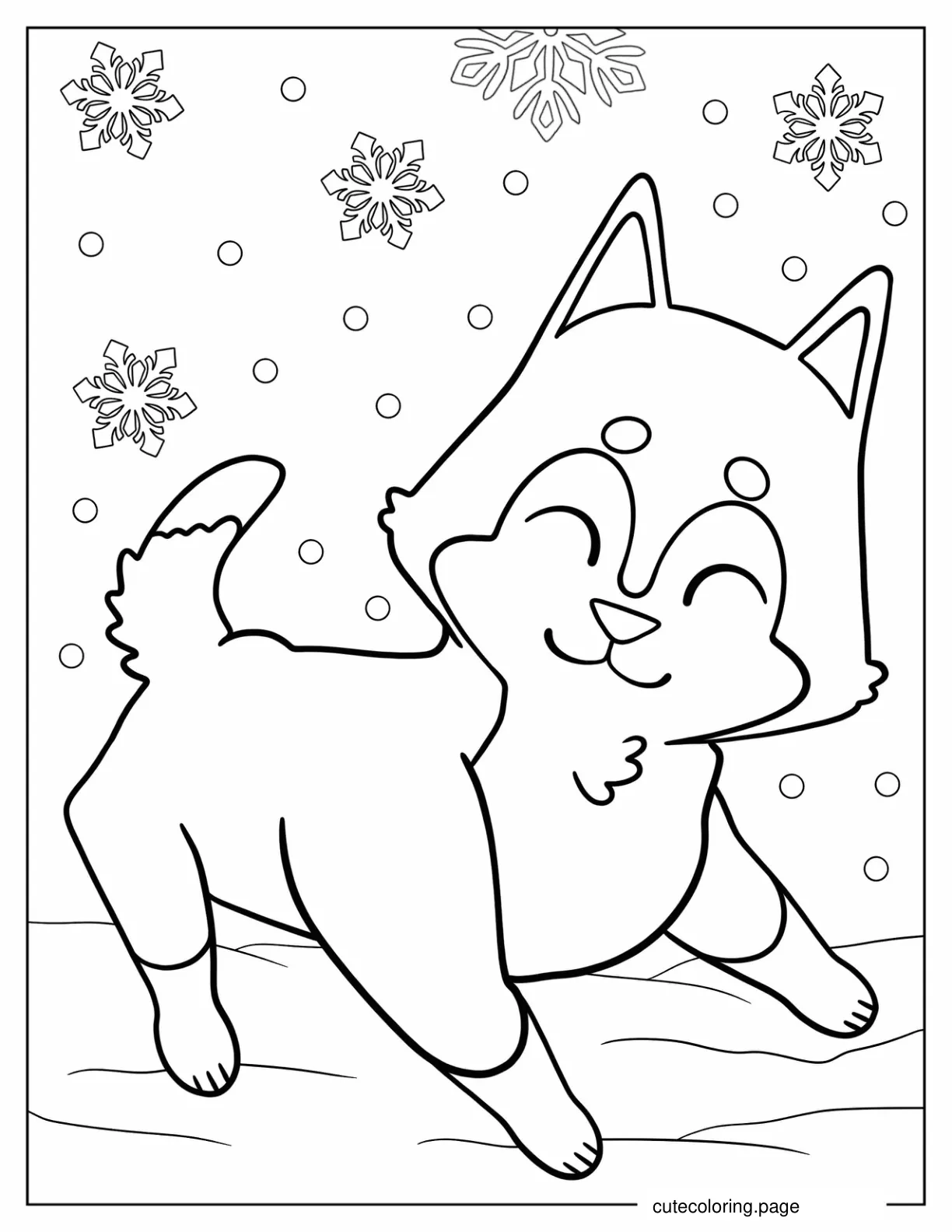 Happy Looking Husky To Color coloring page