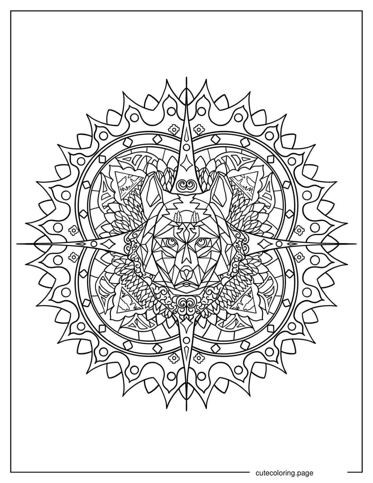 Husky Dog Mandala To Color coloring page