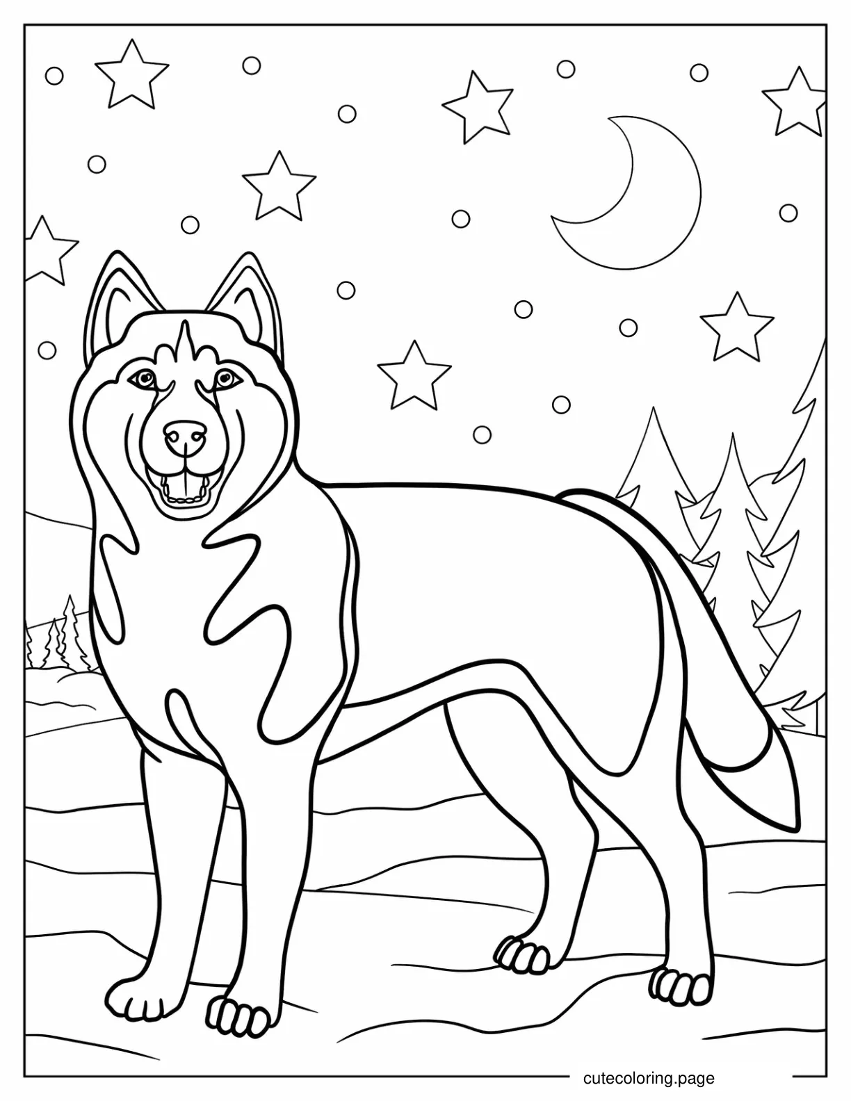 Realistic Looking Siberian Husky coloring page