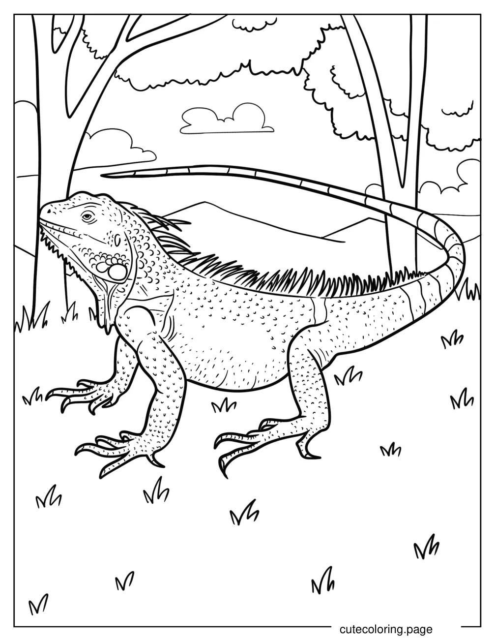 Big Iguana With Scaly Skin And Pointed Tail Coloring Sheet coloring page