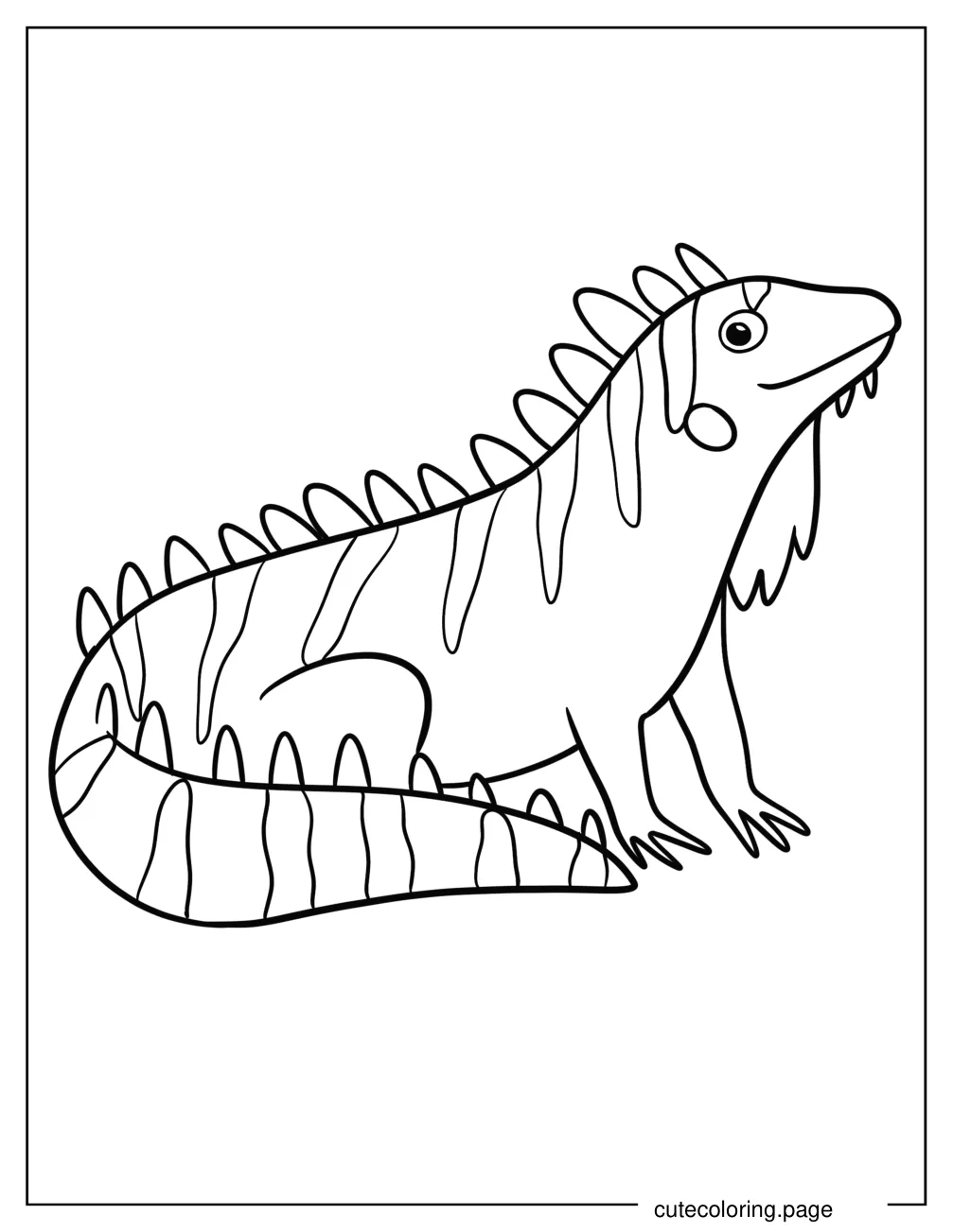 Cute Smiling Iguana Coloring Page coloring page