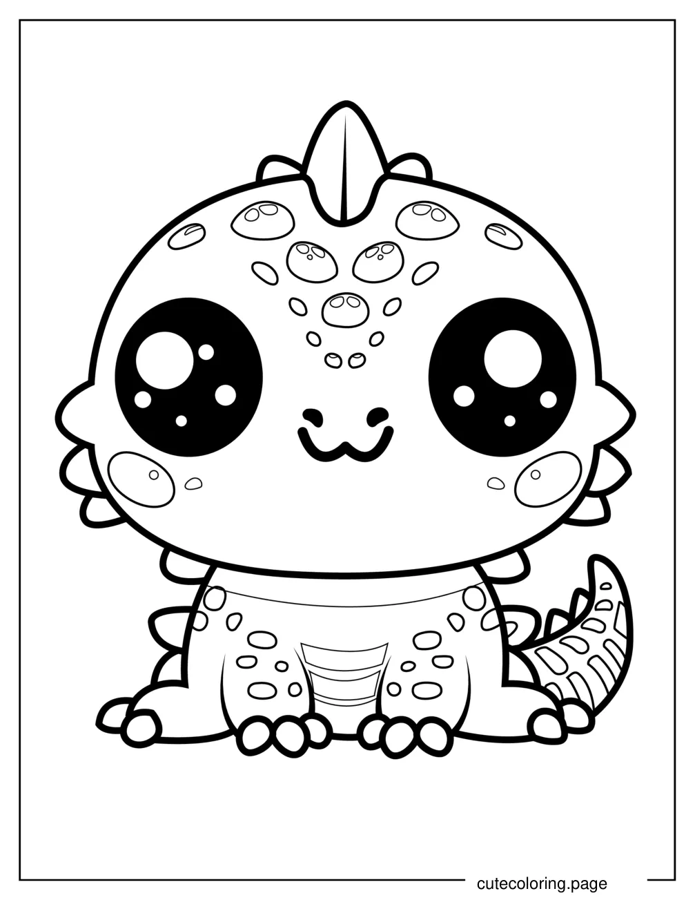 Kawaii Iguana Coloring Sheet For Preschoolers coloring page