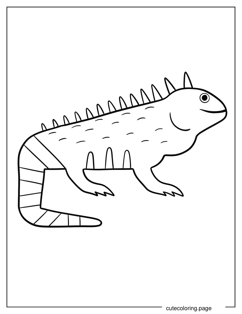 Simple Cartoon Iguana Coloring Page For Preschoolers coloring page