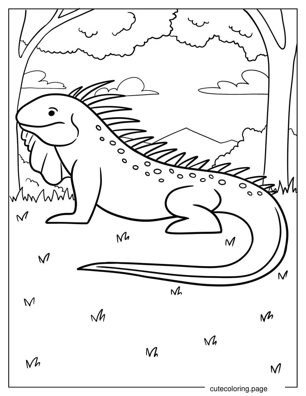 Simple Iguana With Spotted Back Coloring Sheet For Kids coloring page