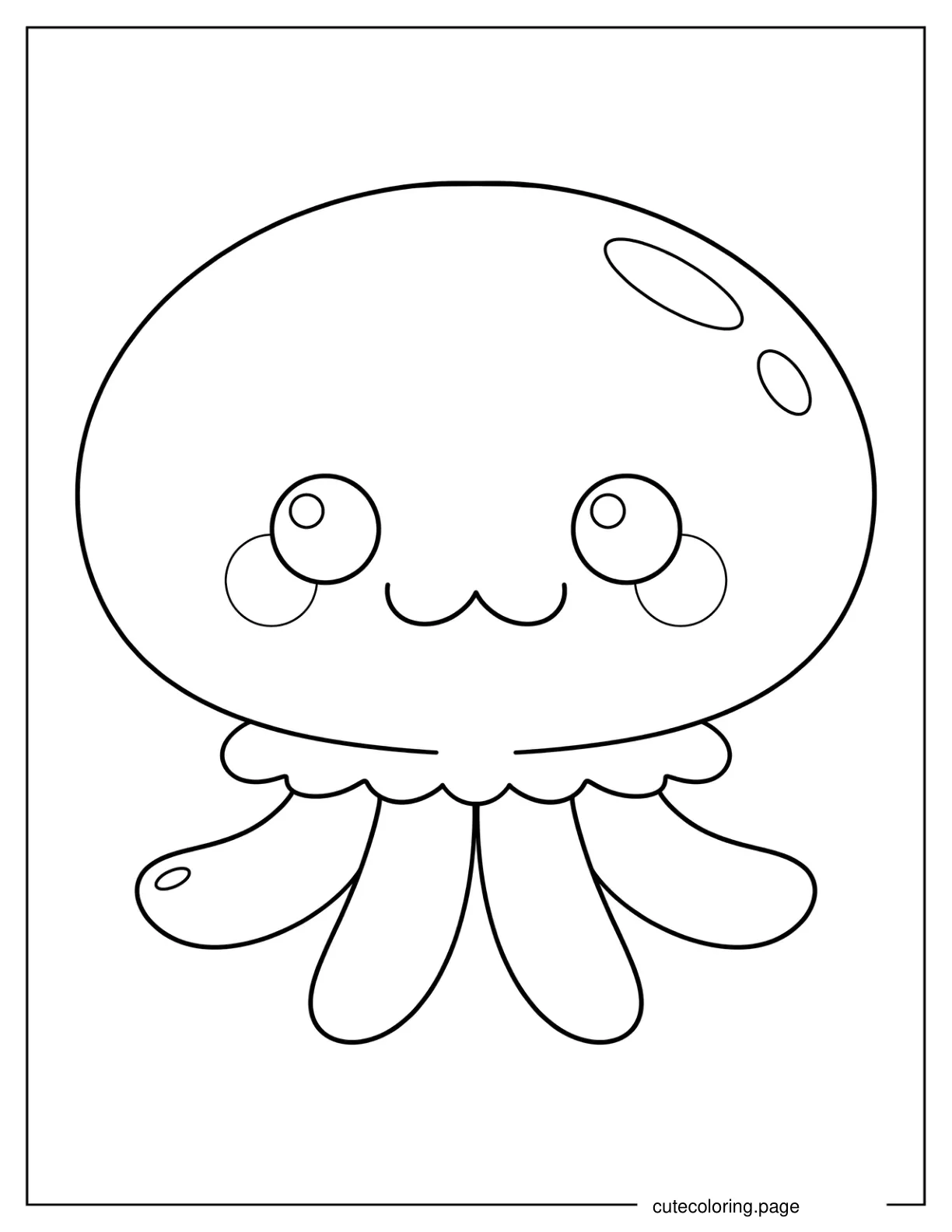 Kawaii Moon Jellyfish Coloring Sheet For Preschoolers coloring page