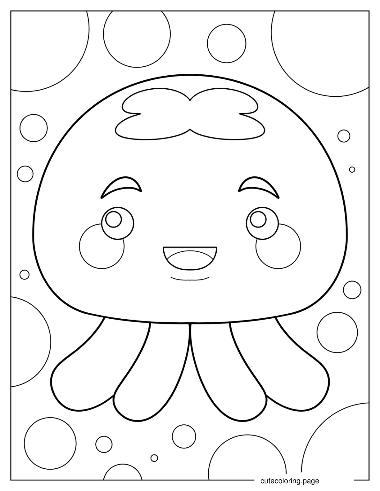 Smiling Cartoon Jellyfish Coloring Page For Preschoolers coloring page