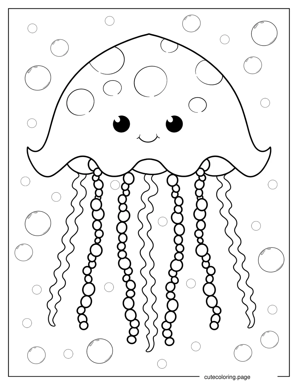 Spotted Jellyfish Smiling Coloring Sheet coloring page