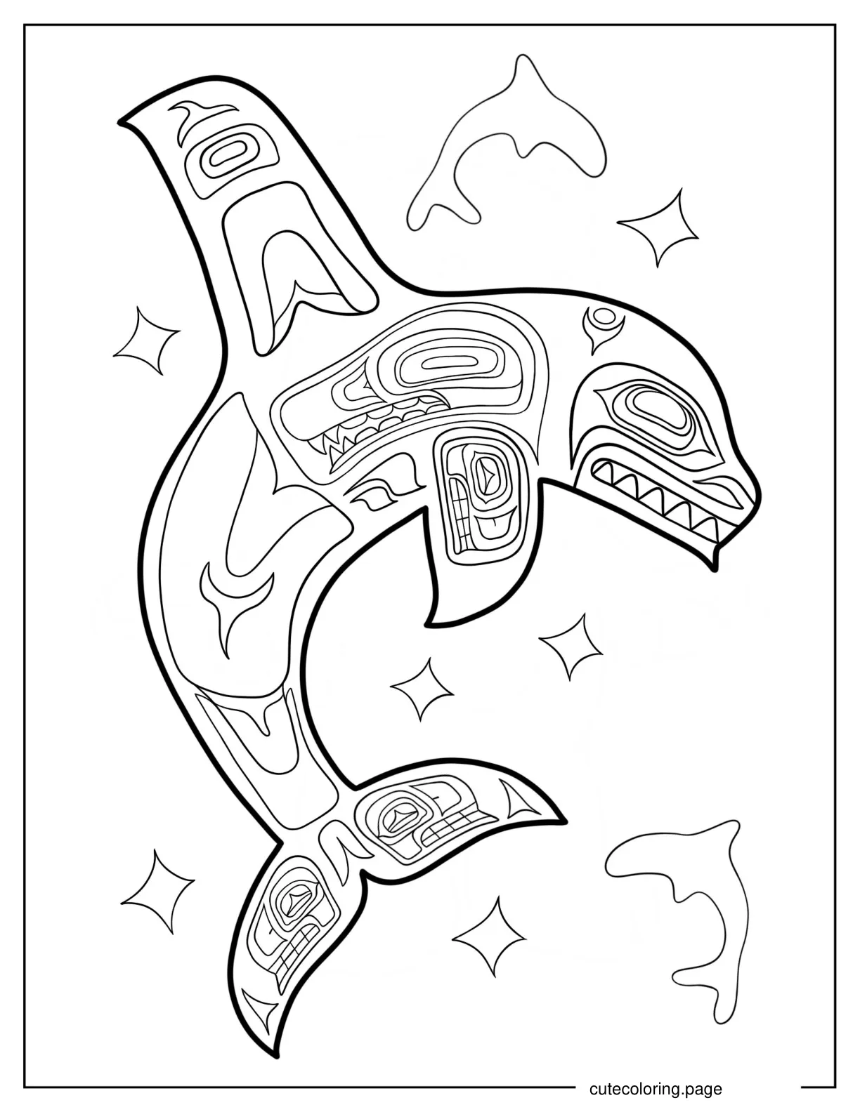 Artistic Killer Whale Design coloring page