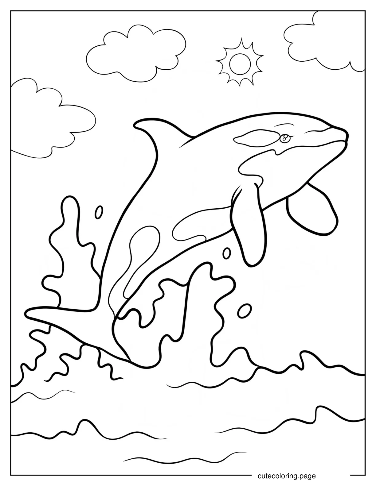 Cute Orca Making A Splash Coloring Page coloring page