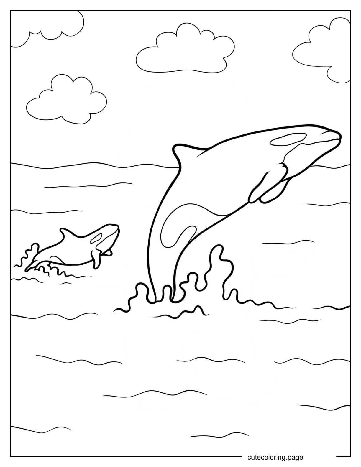 Mother Orca With Baby Orca Coloring Sheet coloring page