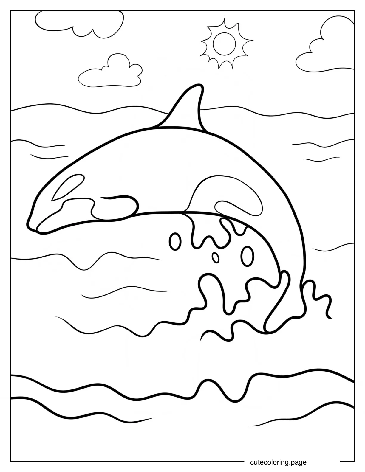 Orca Jumping Out Of The Water Coloring Page coloring page