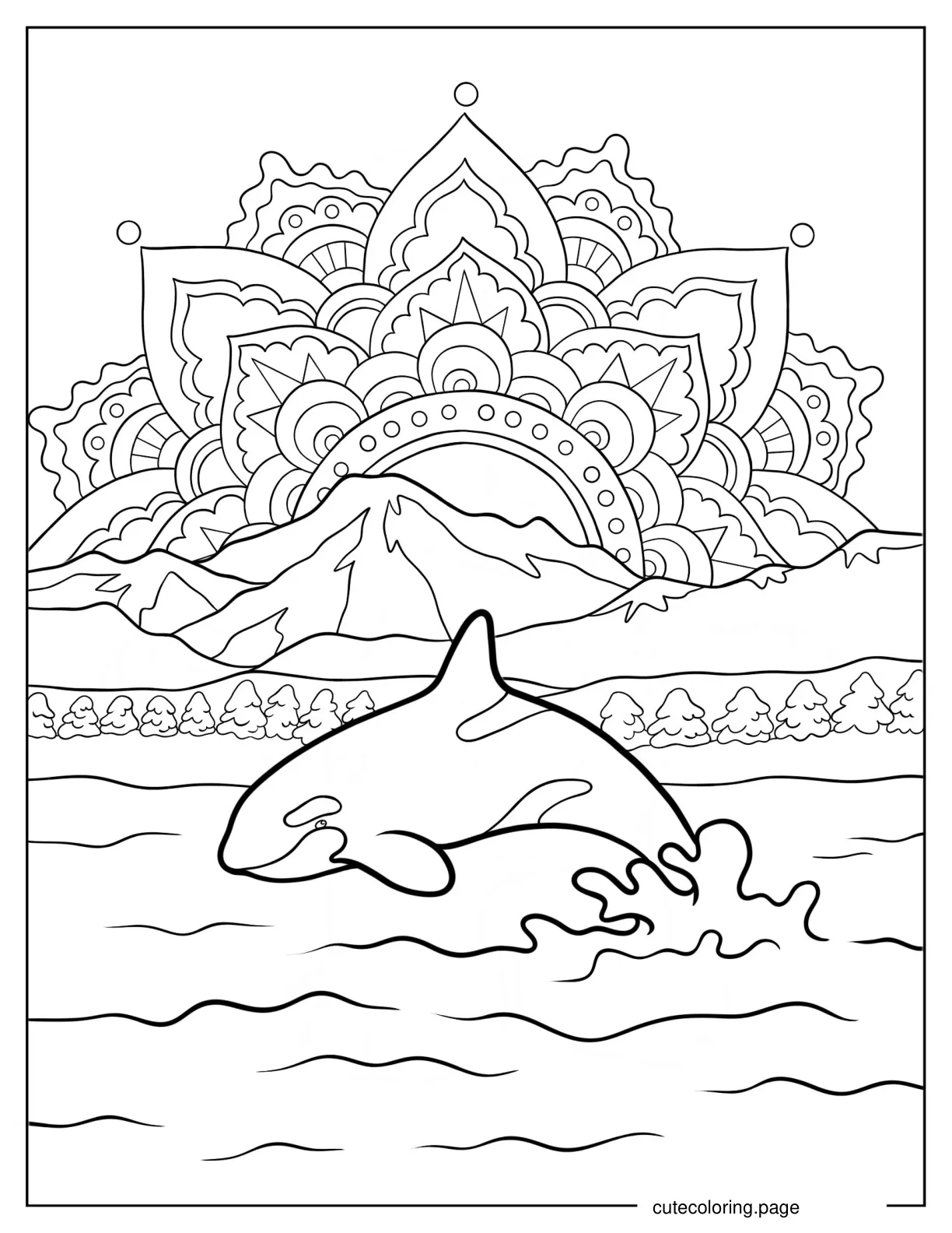 Orca Mandala Coloring Sheet coloring page