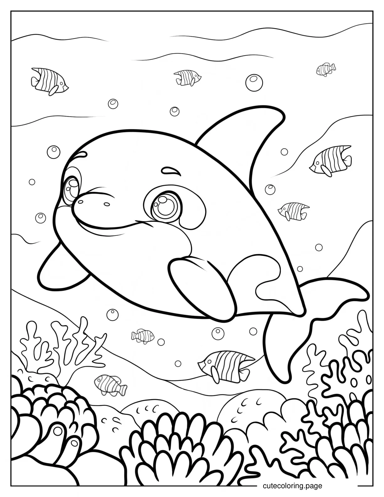 Smiling Cartoon Orca Coloring Page coloring page