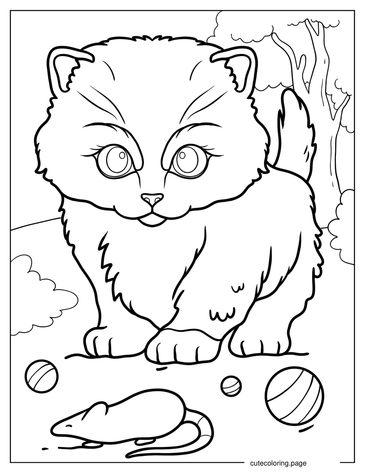 Coloring Page Of Fluffy Kitten coloring page