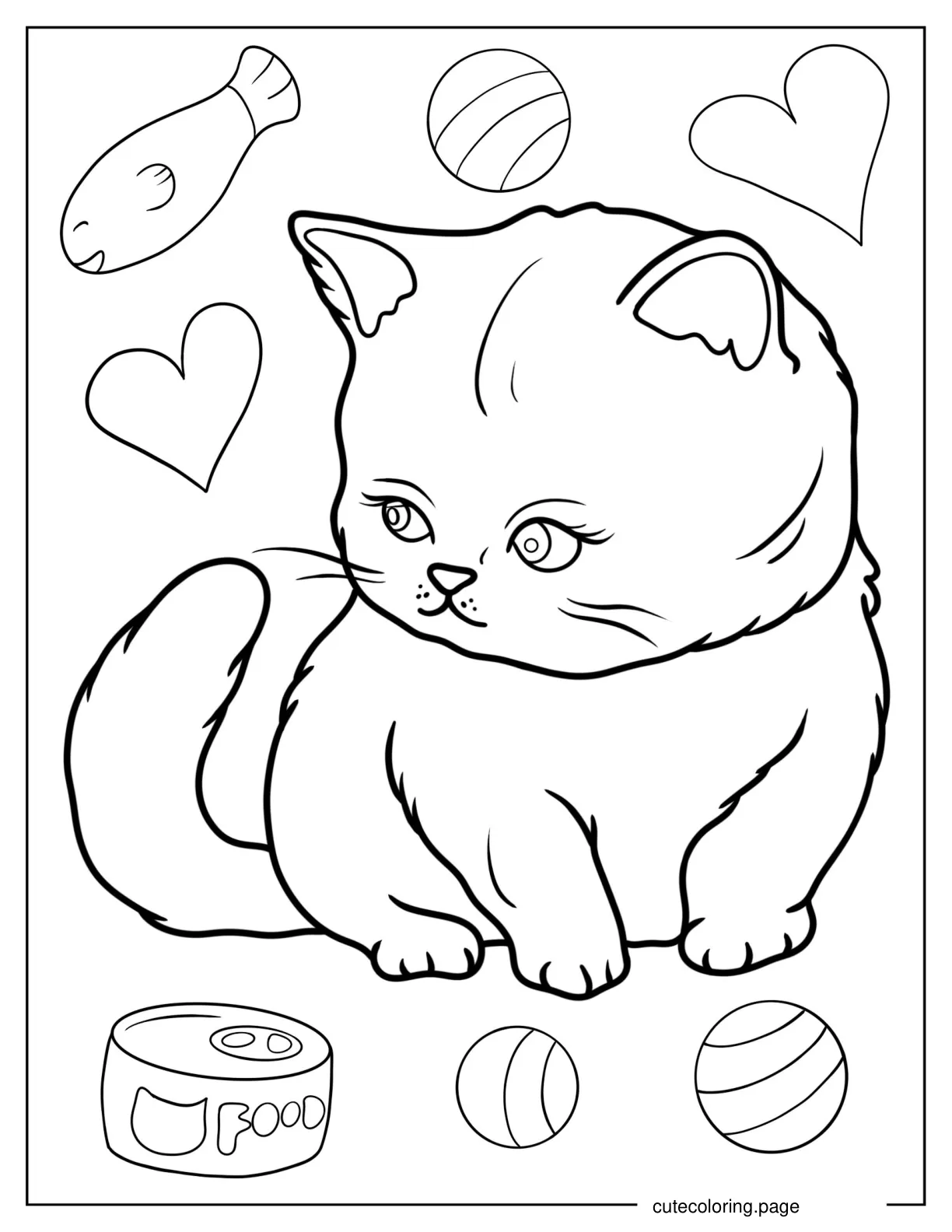 Cute Furry Kitten Coloring In For Kids coloring page