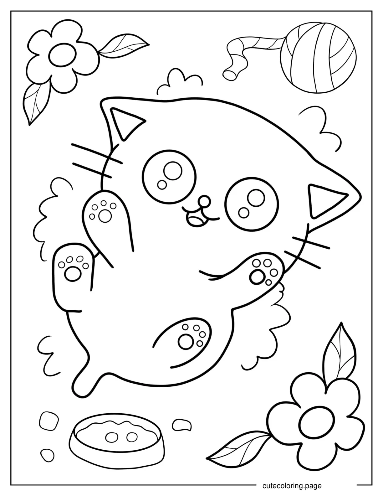 Cute Kitten Asking For Belly Rub coloring page