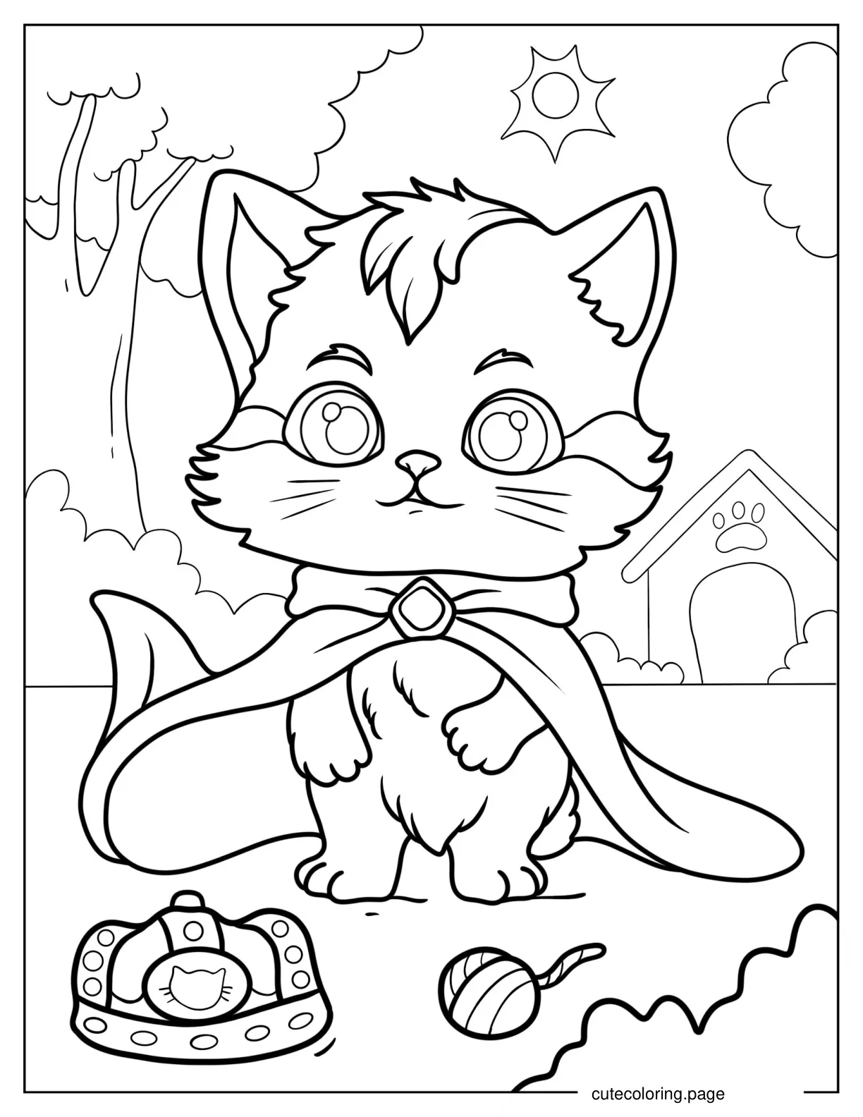 Kitten Wearing Royal Cape coloring page