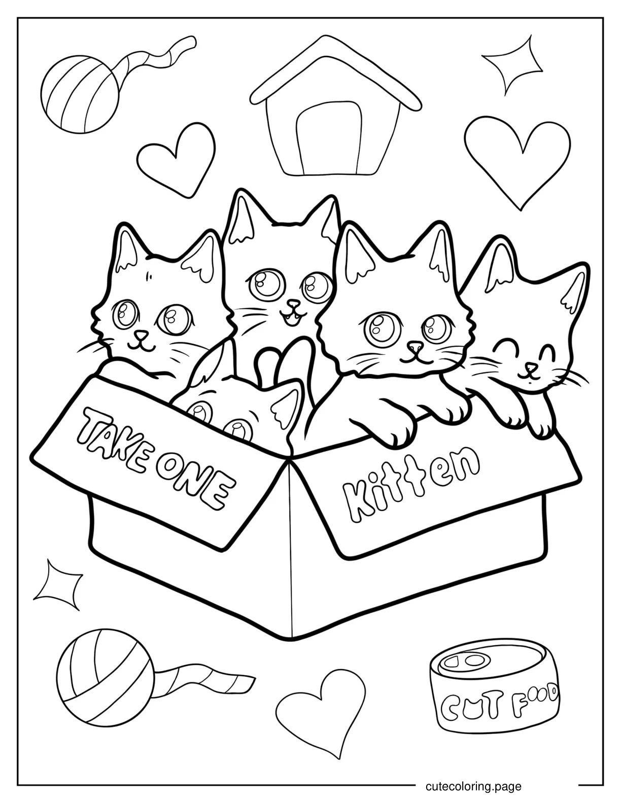 Kittens In Box For Adoption Coloring Page coloring page