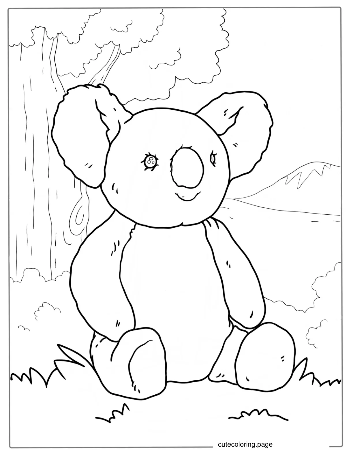 Koala Bear Sitting On Grass To Color coloring page