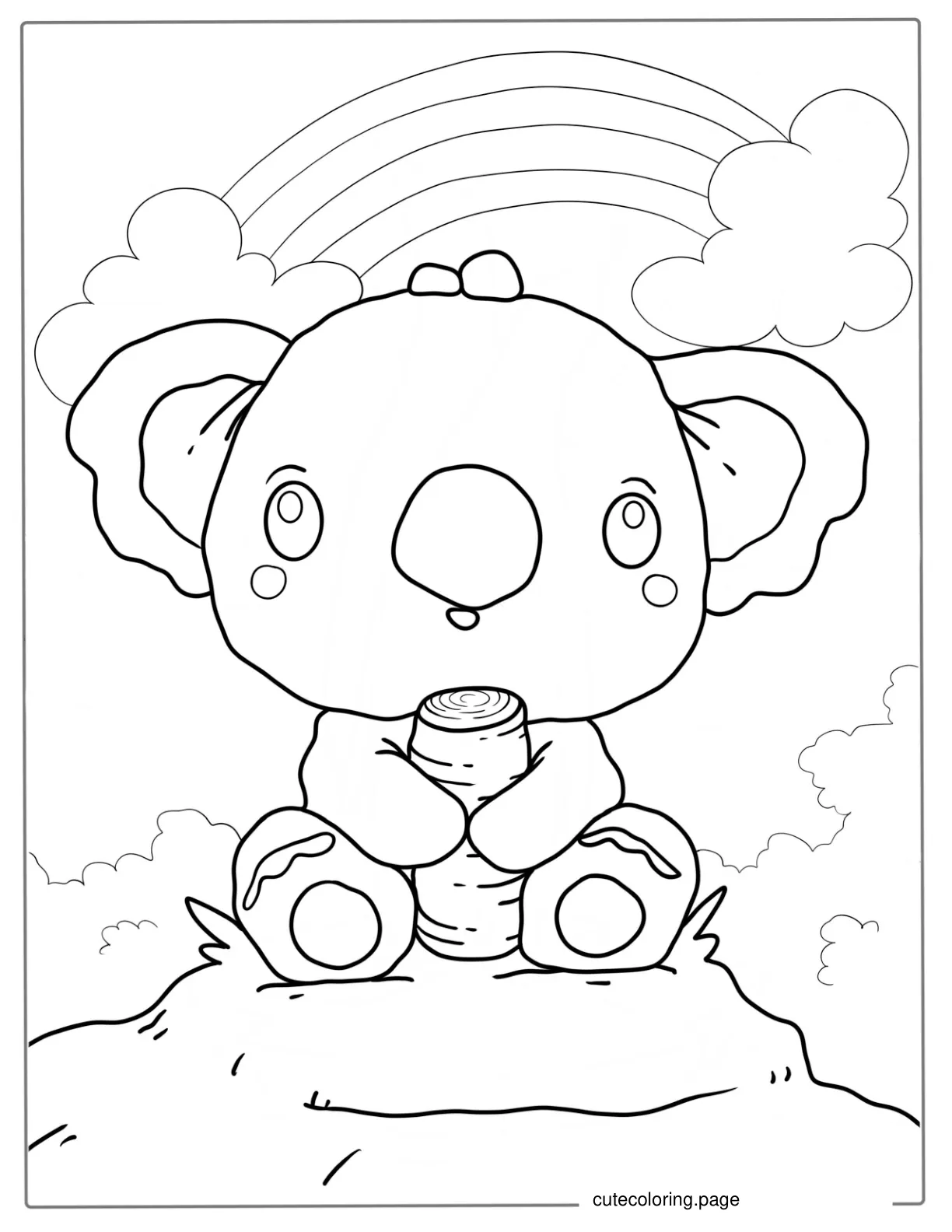 Koala Bear With Rainbow Coloring Page coloring page