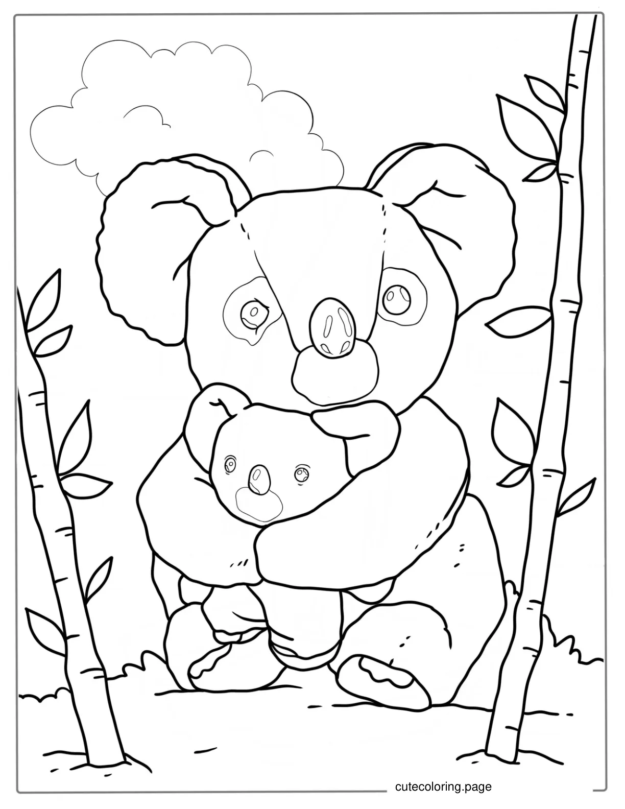 Mom And Baby Koala Bear Coloring Sheet coloring page