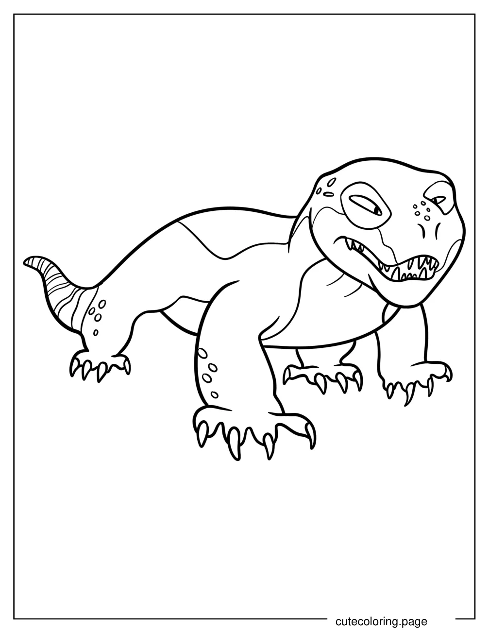 Cartoon Komodo Dragon Coloring Sheet For Kids coloring page