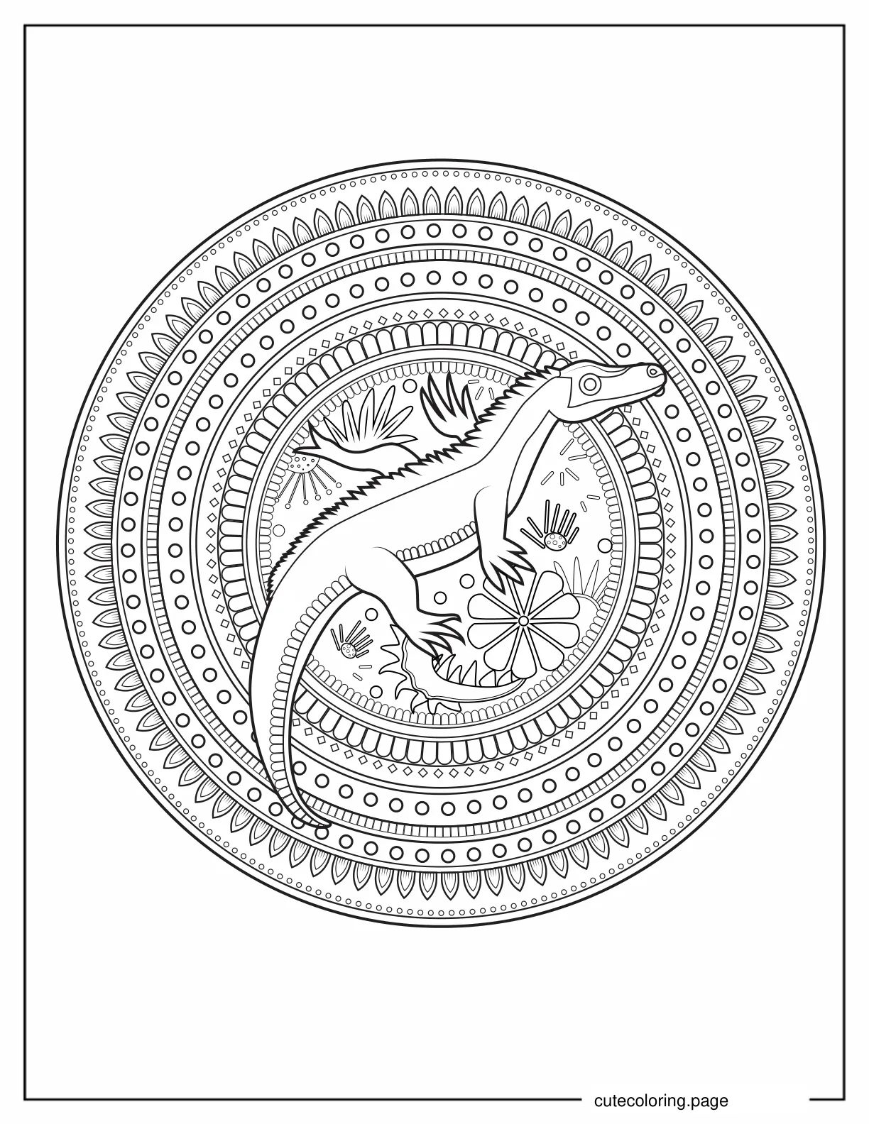 Komodo Dragon Inside A Mandala Coloring Page coloring page