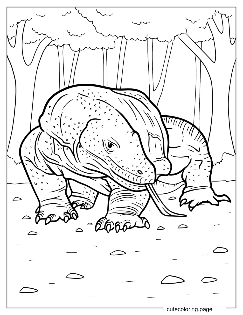 Large Komodo Dragon With Tongue Out Coloring Sheet coloring page