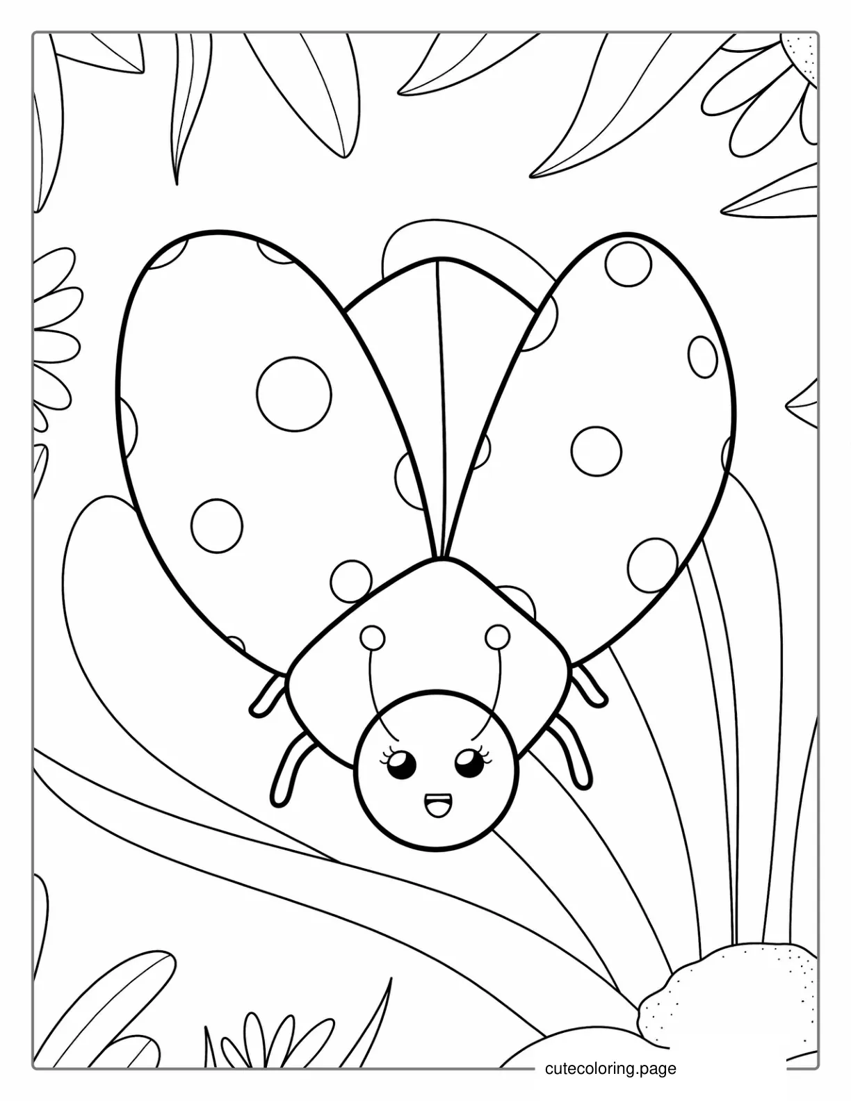 Cute Ladybug Beetle To Color coloring page