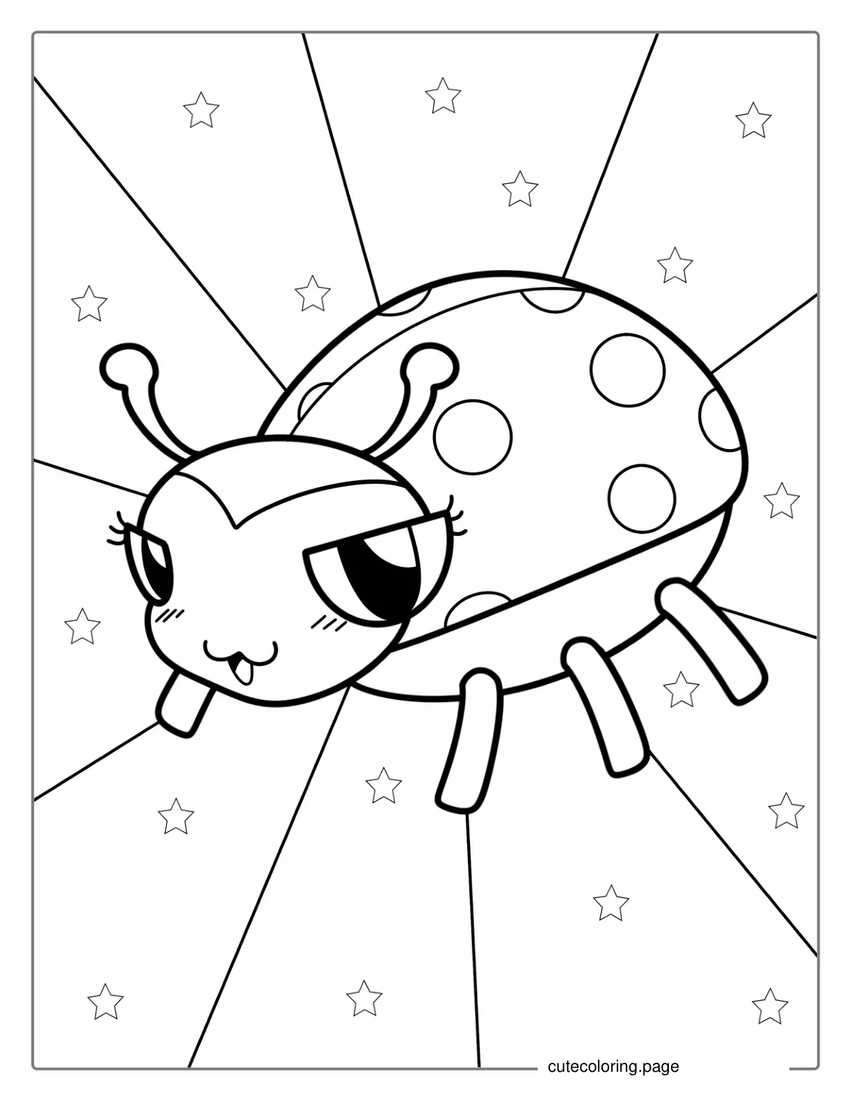 Kawaii Themed Ladybug To Color coloring page