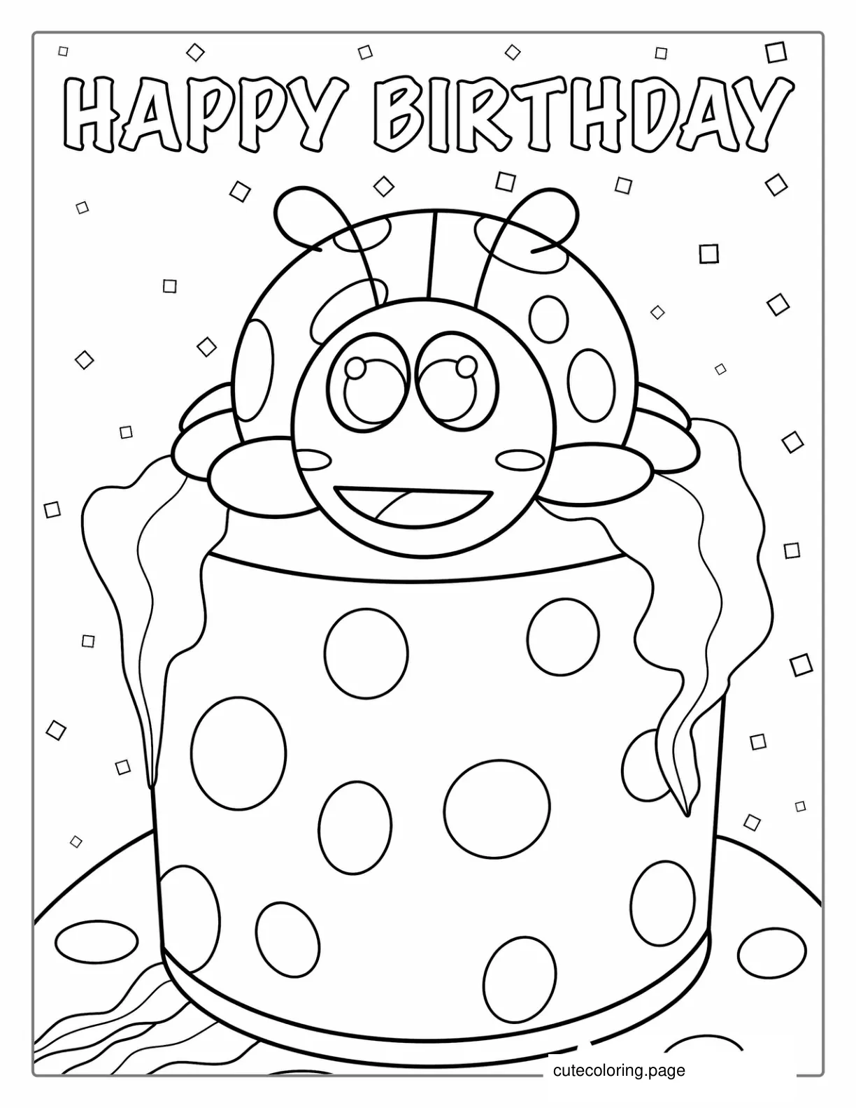 Ladybug Happy Birthday Coloring Page coloring page