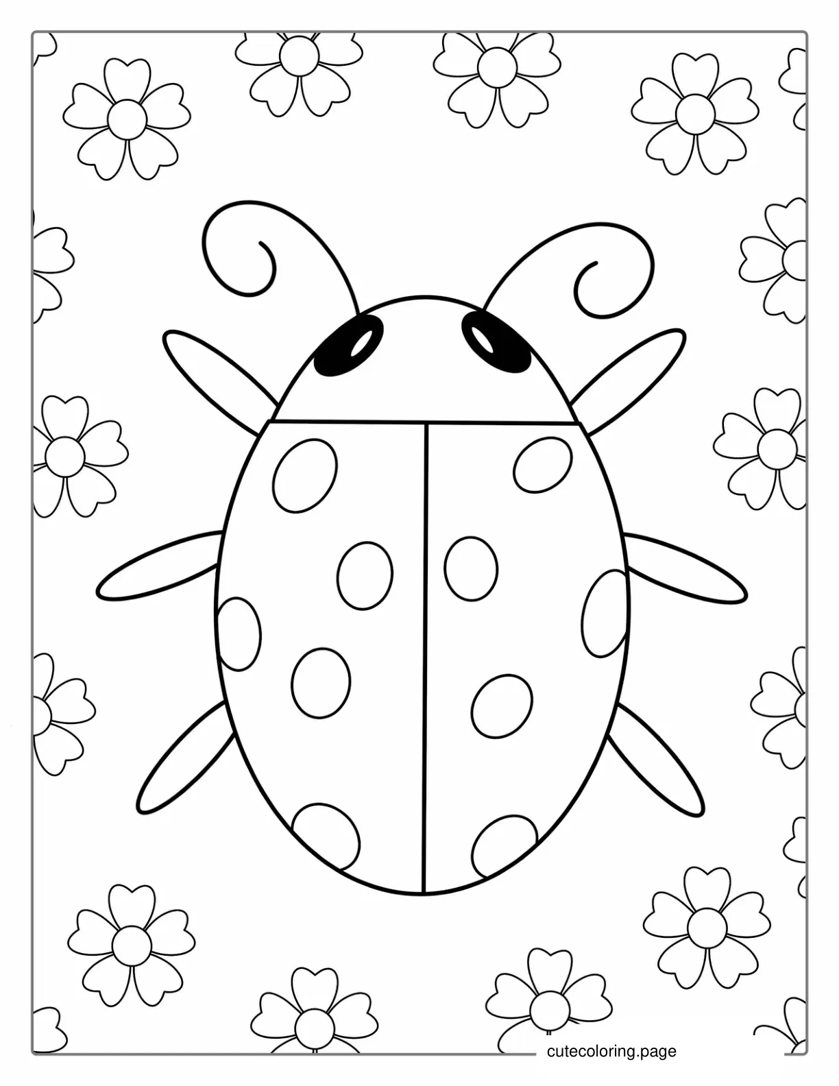 Ladybug In a Field Of Flowers coloring page