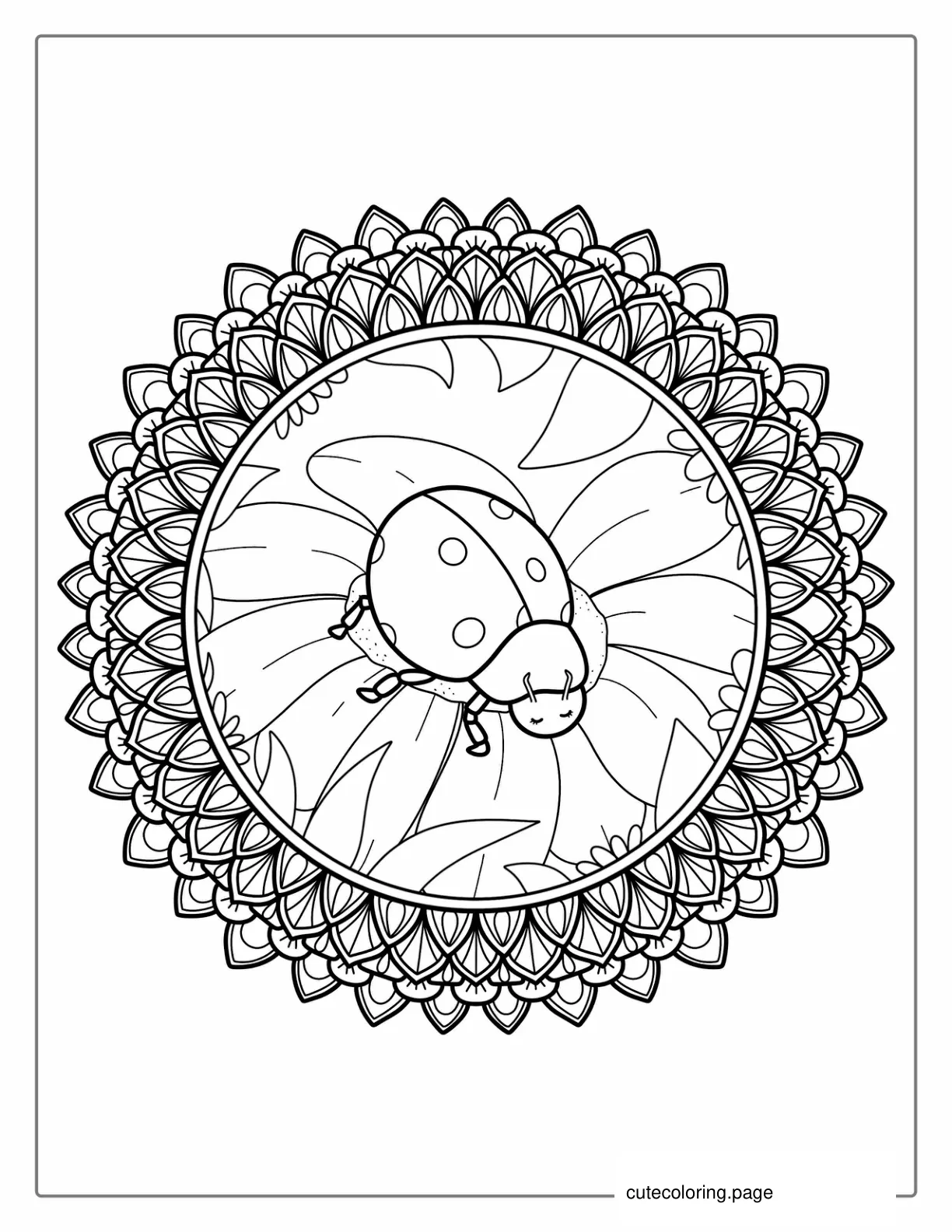 Ladybug Mandala Coloring Page For Adults coloring page