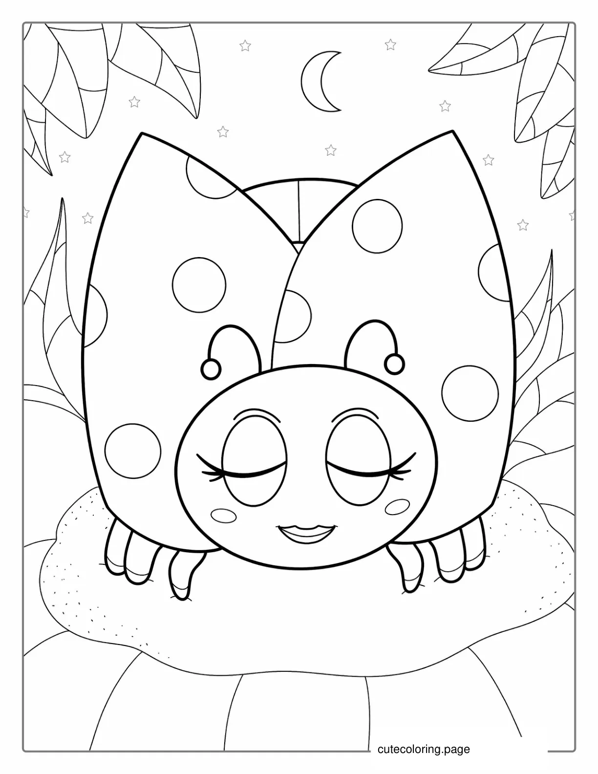 Ladybug Sitting On Flower To Color coloring page