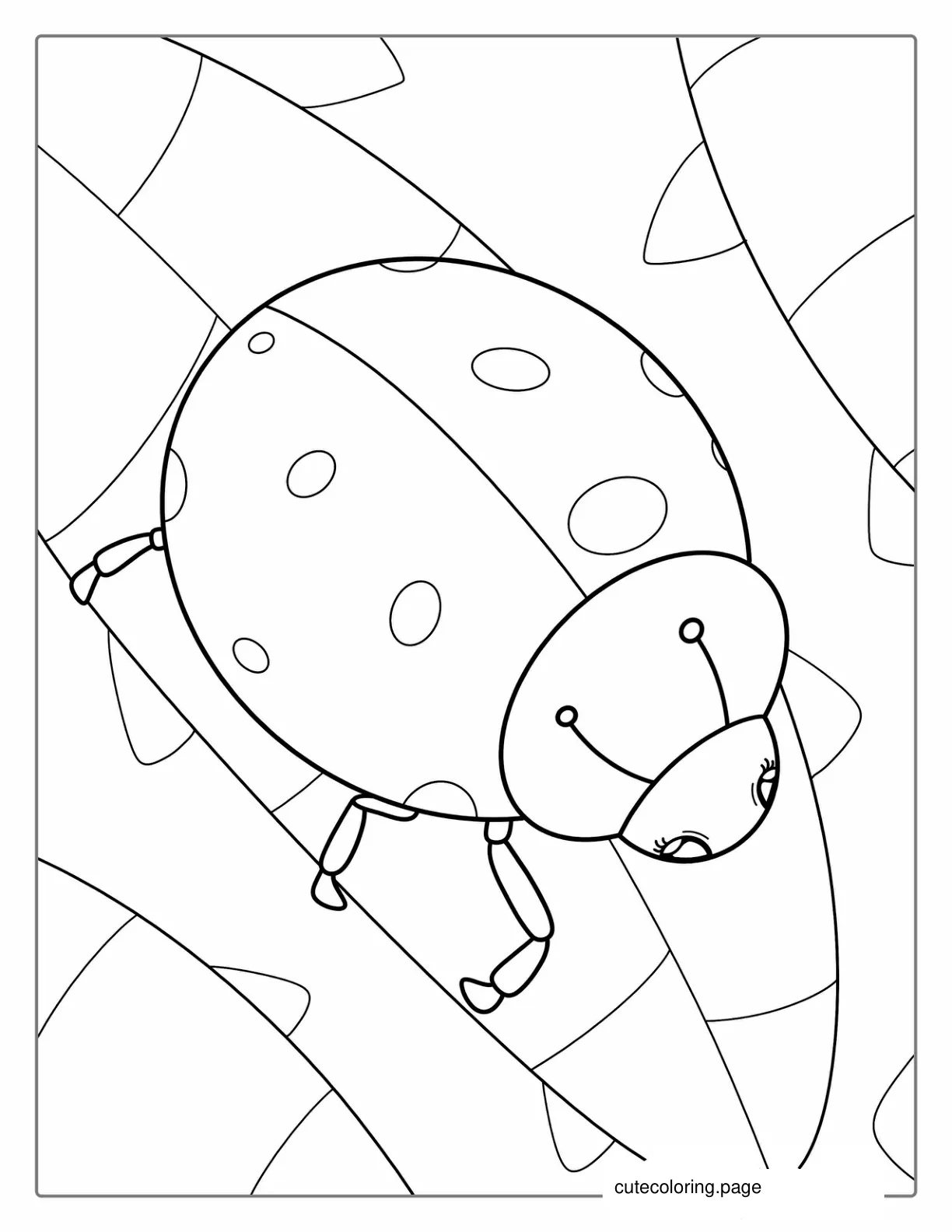 Ladybug Walking On Leaf Coloring Sheet coloring page