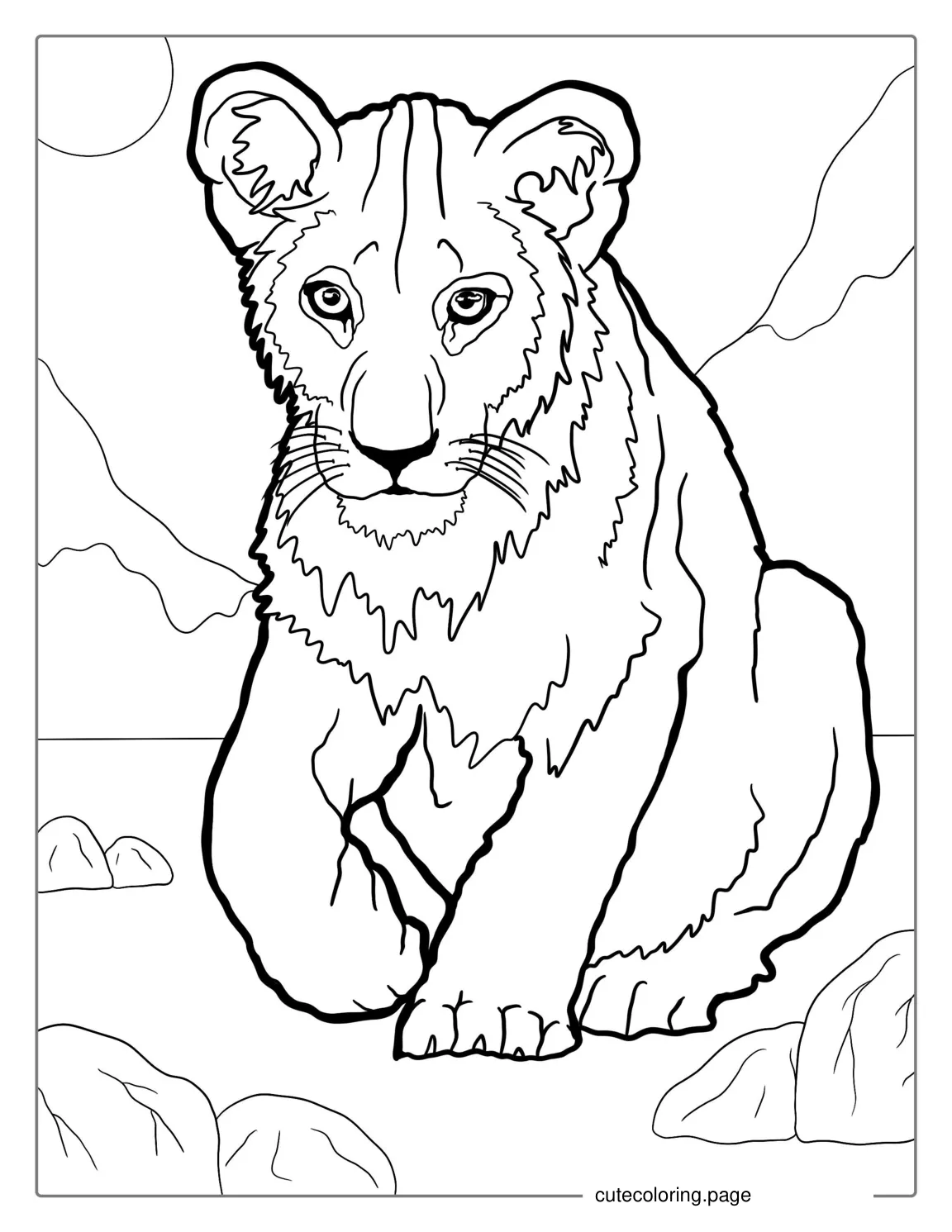 Cute Lion Cub To Color coloring page